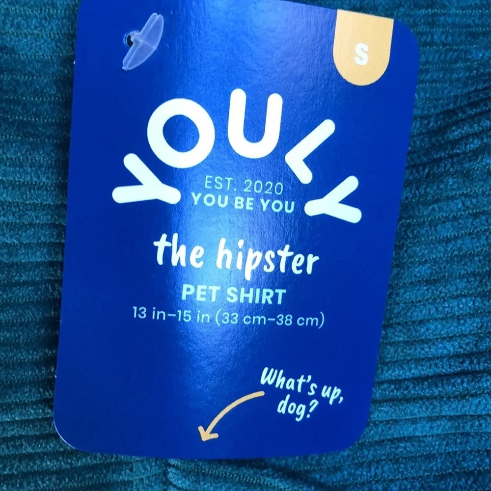 NWT Youly “hipster” corduroy button dog shirt S